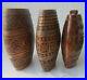 3 x Antique Vintage Wooden Wood Pocket Barrel Keg Canteen Cask Tub Pail, carving