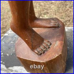 30.5 Wooden female nude Figure Handmade Wood Carved Statue Vintage