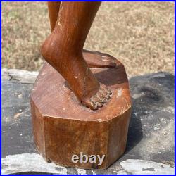30.5 Wooden female nude Figure Handmade Wood Carved Statue Vintage