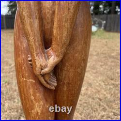 30.5 Wooden female nude Figure Handmade Wood Carved Statue Vintage