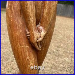 30.5 Wooden female nude Figure Handmade Wood Carved Statue Vintage