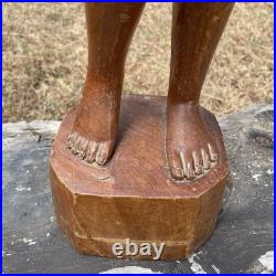 30.5 Wooden female nude Figure Handmade Wood Carved Statue Vintage
