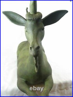 42 Vintage Thomas Langan Folk Art Large Unicorn Goat Wood Sculpture