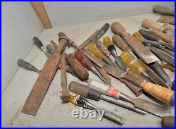 50 vintage wood chisel collectible woodworking carving parts repair tool lot