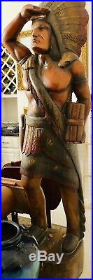 6 11 Vintage Cigar Tobacco Store Indian Wood And Polychrome Sculpture Statue