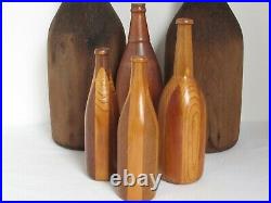 6 Vintage Wood Bottle Sculptures / Pattern Molds Large 17 3/4 tall 8 3/4