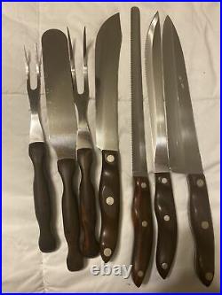 7 Cutco VTG Chef Carving wood Handle Knife Set, 22,23,24,25,26,27,28 Racks