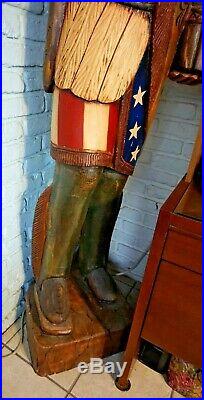 7 Foot tall CIGAR STORE INDIAN Wood Statue Vintage Local pickup smoke tobacco