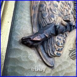 ANRI Wood Carving Owl Wall Hanging Relief 10 x 6 Vintage Italy Plaque