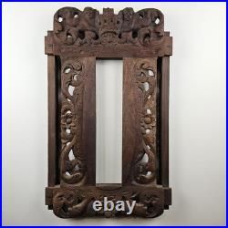 ART Ornate Vintage Original Wood Carving Wall Art Sculpture w Cherub Angels