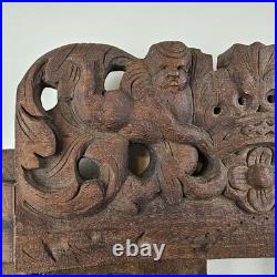 ART Ornate Vintage Original Wood Carving Wall Art Sculpture w Cherub Angels