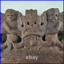 ART Ornate Vintage Original Wood Carving Wall Art Sculpture w Cherub Angels