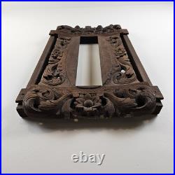 ART Ornate Vintage Original Wood Carving Wall Art Sculpture w Cherub Angels