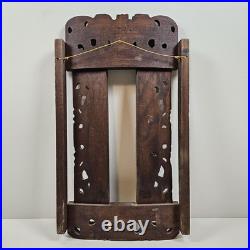 ART Ornate Vintage Original Wood Carving Wall Art Sculpture w Cherub Angels