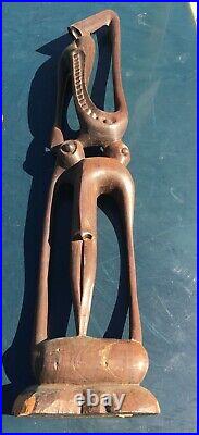 Abstract Brutalist Hand Carved Wood Art Sculpture Vintage Picasso Esque Face