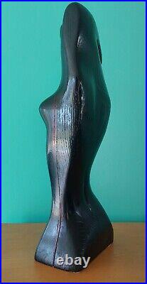 Abstract Modernist Art Sculpture Cubist Torso Hand Carved Wood Heifetz Vintage