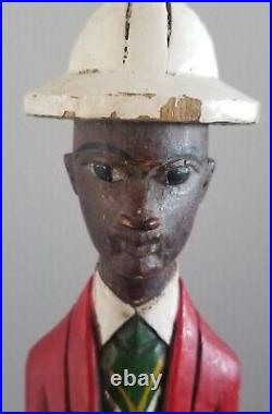 Africa Colonial Wood Carved Figure Ivory Coast Vintage Hand Painted 40