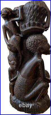 Africa Tree Of Life Carved Ebony Wood Art Sculpture Vintage