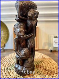 Africa Tree Of Life Carved Ebony Wood Art Sculpture Vintage