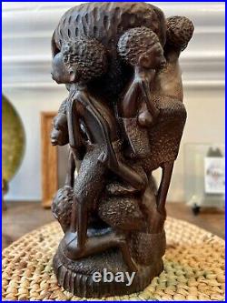 Africa Tree Of Life Carved Ebony Wood Art Sculpture Vintage