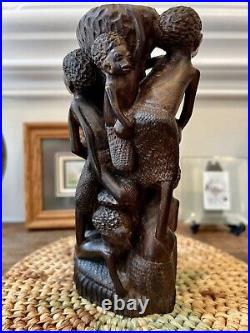 Africa Tree Of Life Carved Ebony Wood Art Sculpture Vintage