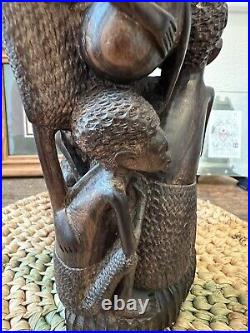 Africa Tree Of Life Carved Ebony Wood Art Sculpture Vintage