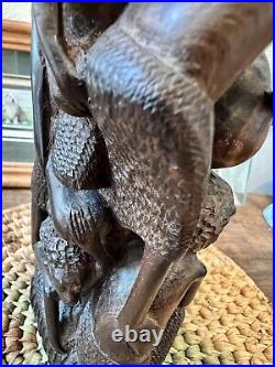 Africa Tree Of Life Carved Ebony Wood Art Sculpture Vintage