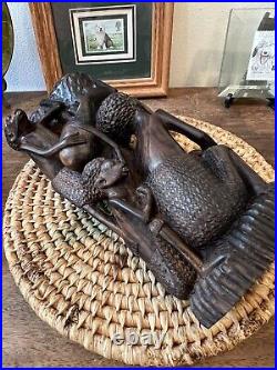 Africa Tree Of Life Carved Ebony Wood Art Sculpture Vintage