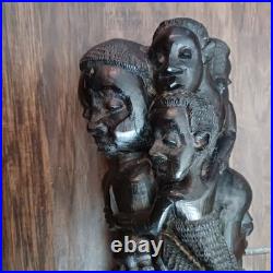 African Makonde Tree of Life vintage wood sculpture 13 tall