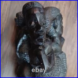 African Makonde Tree of Life vintage wood sculpture 13 tall