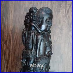 African Makonde Tree of Life vintage wood sculpture 13 tall