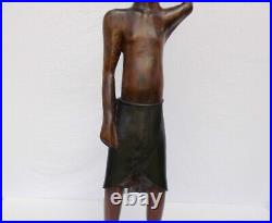 African Tribal statue 4 foot tall vintage hand carved wood sculpture