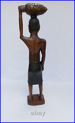 African Tribal statue 4 foot tall vintage hand carved wood sculpture