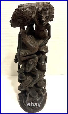 African Wood Makonde Sculpture Tree Of Life Vintage Rare 12.5