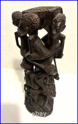 African Wood Makonde Sculpture Tree Of Life Vintage Rare 12.5