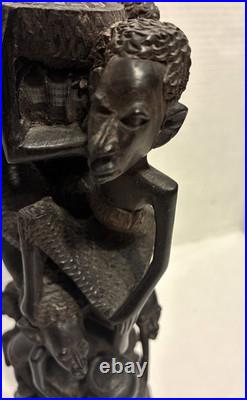 African Wood Makonde Sculpture Tree Of Life Vintage Rare 12.5