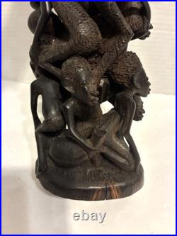 African Wood Makonde Sculpture Tree Of Life Vintage Rare 12.5