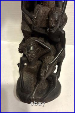 African Wood Makonde Sculpture Tree Of Life Vintage Rare 12.5