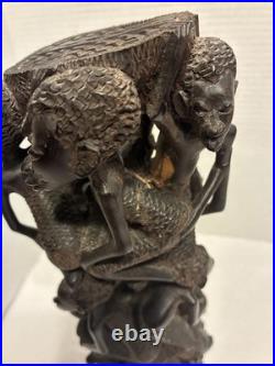 African Wood Makonde Sculpture Tree Of Life Vintage Rare 12.5