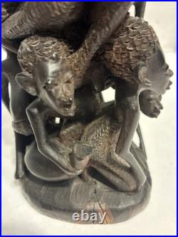 African Wood Makonde Sculpture Tree Of Life Vintage Rare 12.5