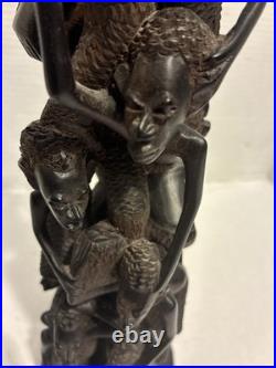 African Wood Makonde Sculpture Tree Of Life Vintage Rare 12.5