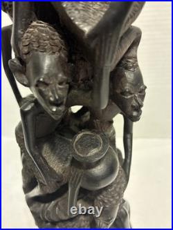African Wood Makonde Sculpture Tree Of Life Vintage Rare 12.5