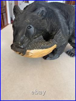 Ainu Bear Vintage Wood Carved Sculpture Hokkaido, Japan