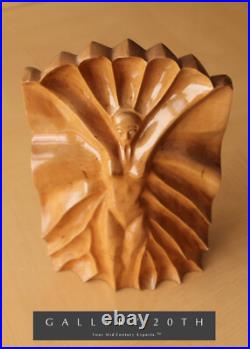 Amazing! Art Deco Handcarved Wood Sculpture! Vtg Beautiful 30's 40's Woman MCM