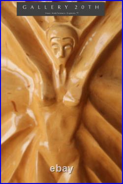 Amazing! Art Deco Handcarved Wood Sculpture! Vtg Beautiful 30's 40's Woman MCM
