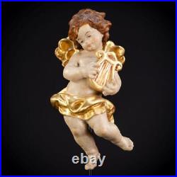 Angel Sculpture B Wood Carving Statue Wooden Archangel Vintage Figure 6