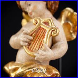 Angel Sculpture B Wood Carving Statue Wooden Archangel Vintage Figure 6