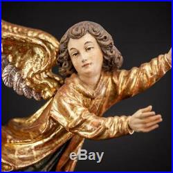 Angel Sculpture Wood Carving Statue Archangel Wooden Antique Vintage 17