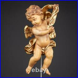 Angel Sculpture Wood Carving Statue Wooden Archangel Figure Vintage 11
