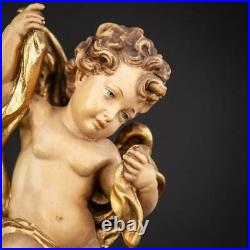 Angel Sculpture Wood Carving Statue Wooden Archangel Vintage Figure 11